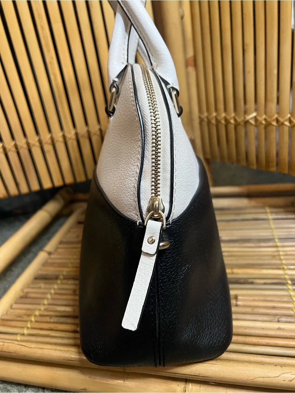 kate spade Black and Cream Two-Tone Dome Satchel